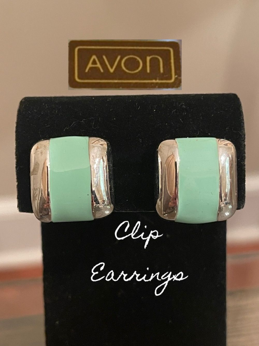 Vintage 1986 Avon “City Sleek” Clip Earrings Seaessence & Silver-tone